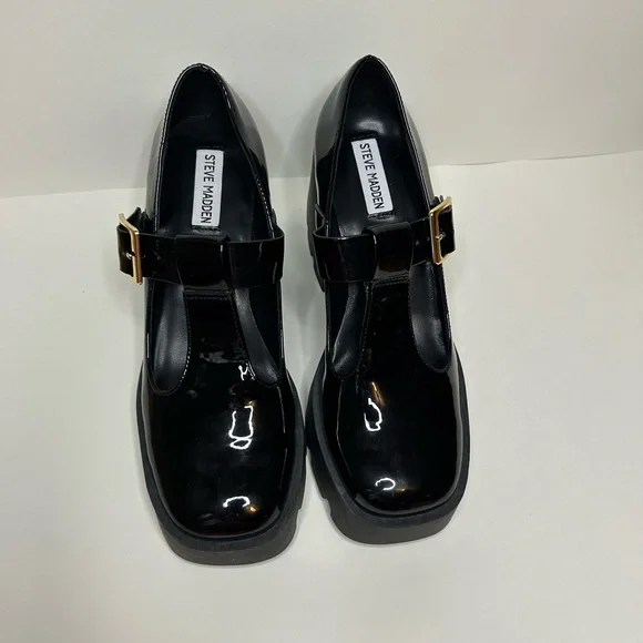 Steve Madden Black Patent Platform Shoes - Picture 2 of 5